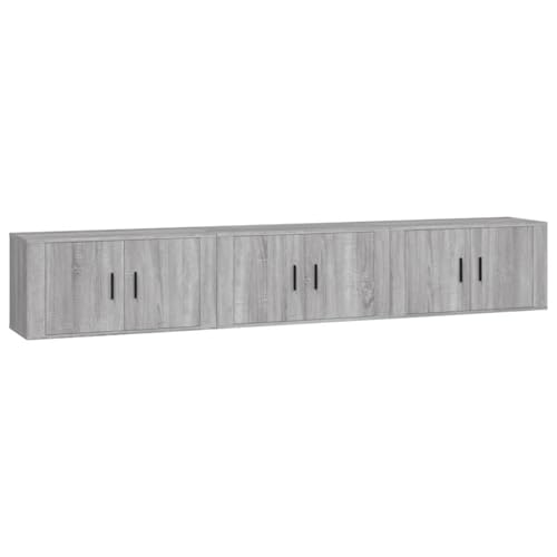 Rantry Muebles para TV de Pared 3 uds Gris Sonoma 80x34,5x40 cm Mueble de Salon Moderno, Módulos de Comedor, Mueble TV Elegante