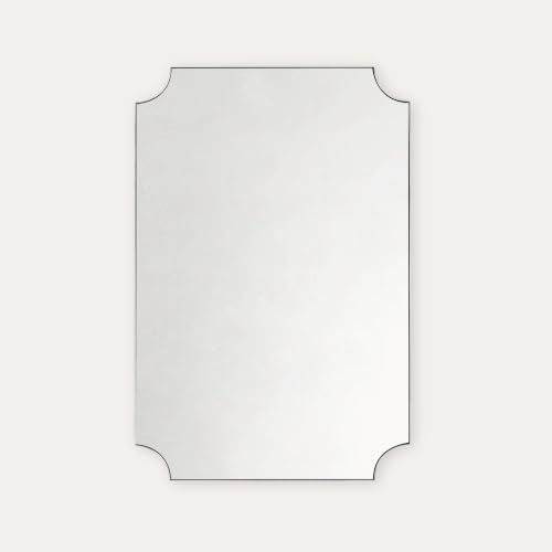 Image of TEHOME 20x30'' Chrome Scalloped Bathroom Mirrors, Silver Decorative Bathroom Vanity Mirror