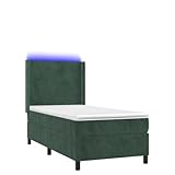 SKM Boxspringbett mit Matratze & LED Dunkelgrün 90x190 cm Samt,54,21 KG,3139418,Color: Grün