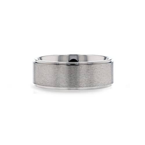 Thorsten Rhinox | Titanium Rings for Men | Lightweight Titanium | Comfort Fit | Custom Engraving | Brushed Raised Center Titanium Wedding Ring with Polished Step Edges - 6mm & 8mm2
