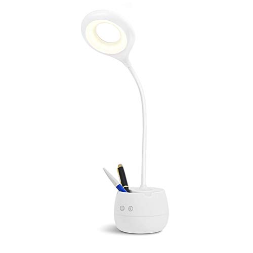 Preisvergleich Produktbild LED-Schreibtischlampe mit Nachtlicht-Bürsten Topfboden Noten-Schalter Dimmer Wiederaufladbare Student Studie Leuchten Tischlampen for Schlafzimmer (Color : White)