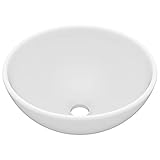 Es un adorno para tu hogar vidaXL Lavabo de Lujo Redondo Tocador Montado Encima Piedra Vasija Aseo Indoro Garaje Fácil de Limpiar de Cerámica Blanco Mate 32,5x14 cm
