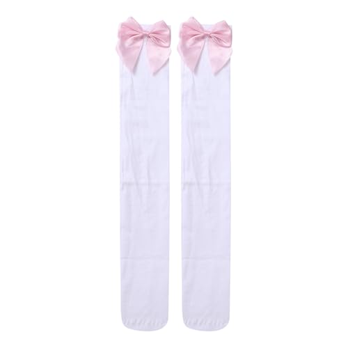 Women's Sexy Thigh High Stockings Solid Bow Top Socks Over Knee Sheer Stockings Leg Thigh Tight Pantyhose2