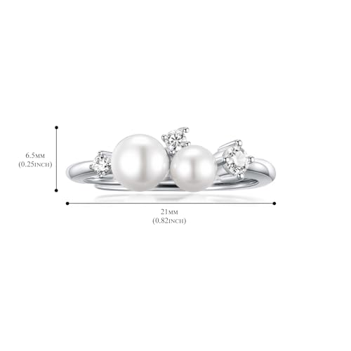 Bague en argent 925 avec perles raffinées et oxyde de zircone - 2