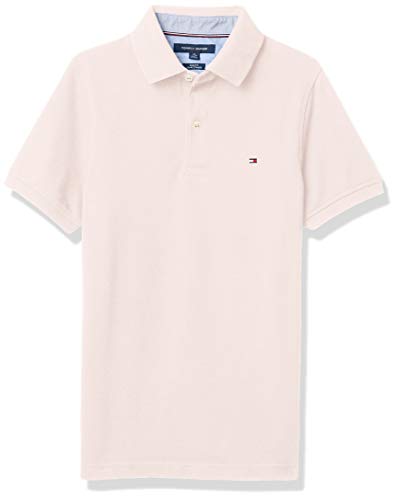 Tommy Hilfiger mens Tommy Hilfiger Men's Short Sleeve Stretch in Slim Fit Polo Shirt, Rosewater-print, Large US