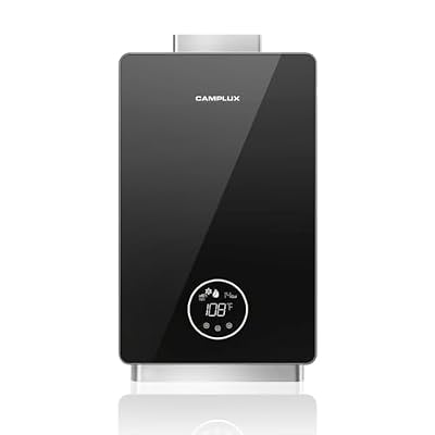 CAMPLUX 3.18 GPM Natural Gas Tankless Water Heater, Instant Indoor Hot Water Heater for Whole House, Constant Temperature System with Digital Display, Black