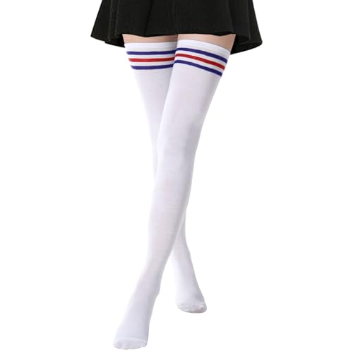 Image of DRESHOW Extra Long High Thigh Socks Striped Over Knee Thin Tights Long Stocking