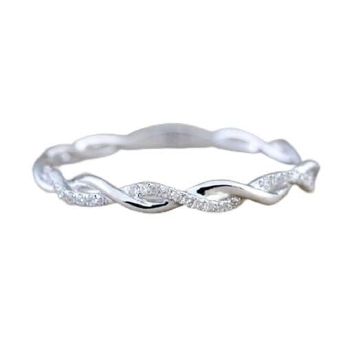 Bague torsadée pour femme en argent 925 et oxyde de zirconium