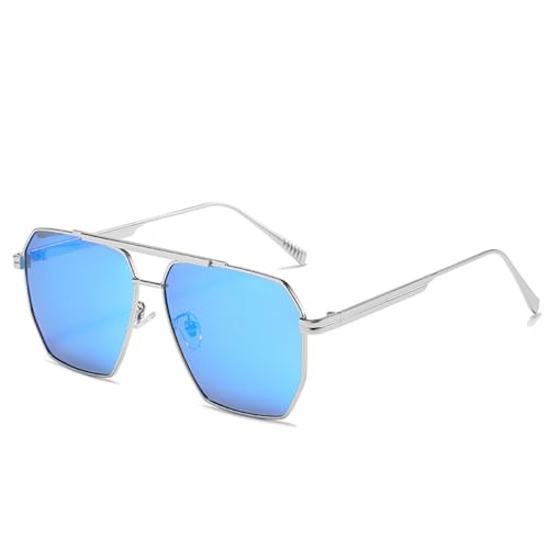 Lunettes de soleil de style d'été vintage punk argent bleu en taille unique pour hommes et femmes