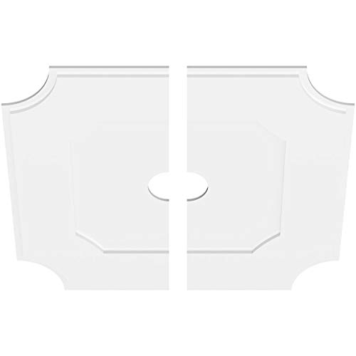 Image of Ekena Millwork CMP38LE2-05000 Locke Architectural Grade PVC Contemporary, Two Piece Urethane Ceiling Medallions 38 inchOD x 5 inchID x 22 3 /4 inchC x 1 inchP