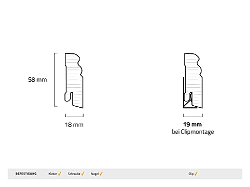 Sockelleiste KGM Hamburger Altberliner Profil aus Kiefer, weiß lackiert