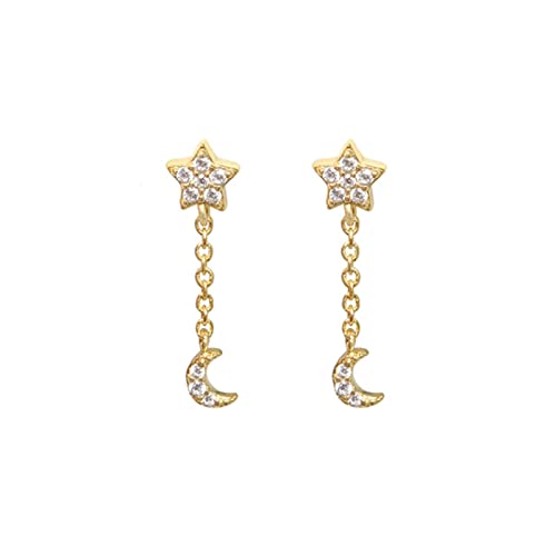Boucles d'oreilles lune étoile argent anti-allergie émail pour femme