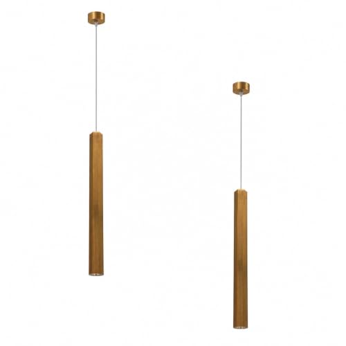 Image of LEDSone Gold Pendant Light Cylindrical Hanging Ceiling Slim Tube 2-Pack