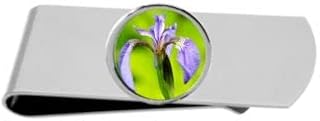 iris flower purple ref1z1 DOME on Silver Money Clip Holder personalise