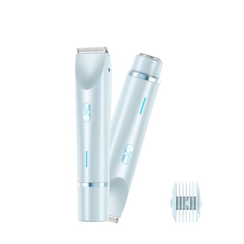 LuniaShaver, rasoio elettrico 2 in 1 a doppia testa per donne, impermeabile e versatile, rasatura a secco o a umido (blu)