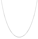 UZICU 14K Solid White Gold Box Chain 0.7mm Necklace with Lobster Claw Clasp, 18 inch