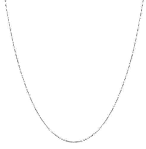 14K Solid Yellow/White Gold Box Chain 0.7-1.3mm Necklace with Lobster Claw Clasp, 16-24 inch