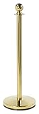 Set of 2, Classic Stanchion Posts with Round Top, 4-way Adapter Connects Up to 4 Velvet Ropes, Crowd Control Posts for Use in a Lobby - Polished Brass (Ropes Not Included)