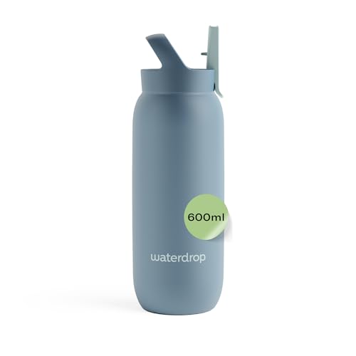 waterdrop® Borraccia con Cannuccia 600 ml, Borraccia Termica, Acciaio inox, Borraccia Bambini, Palestra, Adulti, Bottiglia Termica per Bevande Calde e Fredde