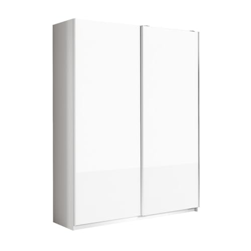 Armoire 2 portes coulissantes 180x210 cm blanc laquée brillant - SWAM