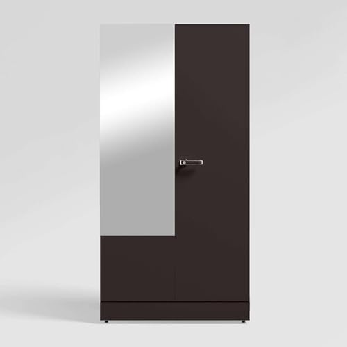 Image of Interio by Godrej Auraline Men Basic 2-Door Steel Almirah | Cupboard for Clothes, Textured Coffee Brown, 1-Year Warranty, 3 Shelves, 1 Drawer and Mirror