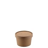 EcoQuality [25 Pack] 8 oz Disposable Kraft Paper Soup Containers with Vented LIDS - Half Pint Ice Cream Containers, Frozen Yogurt Cups, Restaurant, Microwavable, Take Out, Food Storage, Recyclable