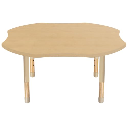 Image of Factory Direct Partners 48 inch x 48 inch Clover Kids Classroom Table with Adjustable Chunky Wood Legs