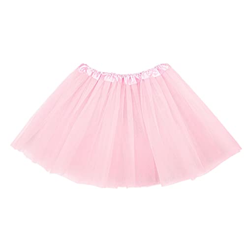 Girl Tutu Skirt 3-Layered Tulle Skirts for Little Girls Fluffy Ballet Dress Up for Party Halloween Costume 2-8 Years Old (Pink)