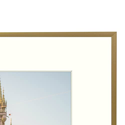 Frametory, 12X16 Aluminum Frame, 8.5X11 Photo With Ivory Mat For Wall Display, Sawtooth Hanger, Swivel Tabs, Spring Clips Great For Photos, Artworks, Posters (Gold, 1-Pack) #TOP5