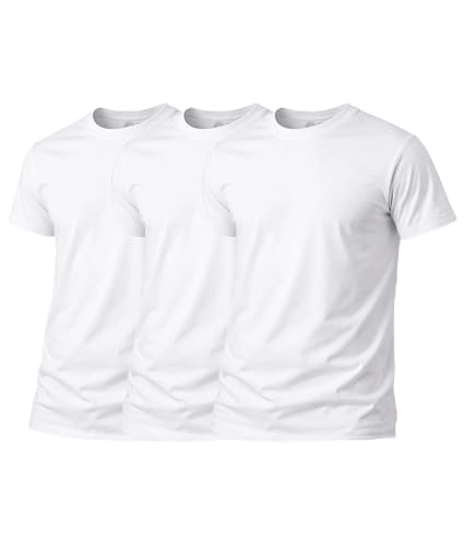 Image of Fruit of the Loom Men's Crew Tee Undershirts, Moisture Wicking & Tag Free - White - 3 Pack X-Large