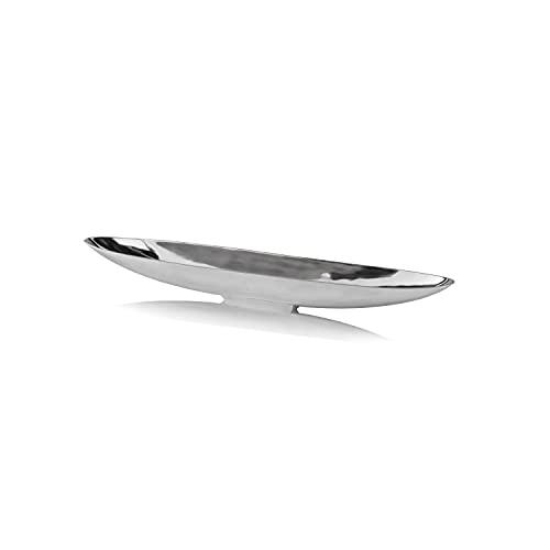 Modern Day Accents 8453 Barco Long Boat, Silver, Aluminum, Popular, Bowl, Tray, Tabletop, Centerpiece, Modern, Accent, Accessory, Décor, Home, Office, Filler, Glam, 31.5” x 5” x 4