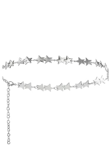 MakeMeChic Women's Y2K Star Ring Chain Belt Elegant Metallic Waist Belts Accessories