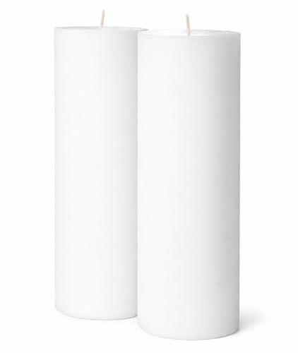 Melt Candle Pillar Candles, 2 Pack - Unscented Candles for Home, Church, Weddings, & More - 3" x 8", White