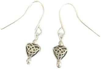Irish Celtic Knot Heart Dangle Earrings