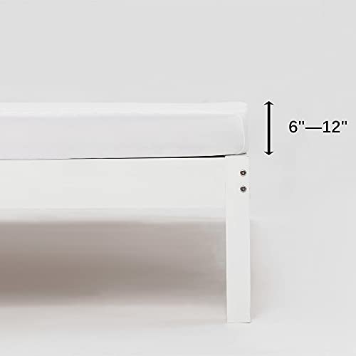Image of N&Y HOME Cot Size Fitted Sheet Only - 4-Way Stretch Jersey Knit & Snug Fit for Bunk Beds, Camping & RV, Sizes as 25x75, 28x75, 30x75 & 32x75, No Slipping, Soft & Comfortable - White, Bunk /Cot Twin