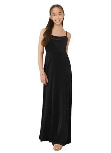 Junior Girls Bridesmaid Dress for Wedding Velvet Sleeveless Kids Spaghetti Straps Flower Girl Dresses for Teen