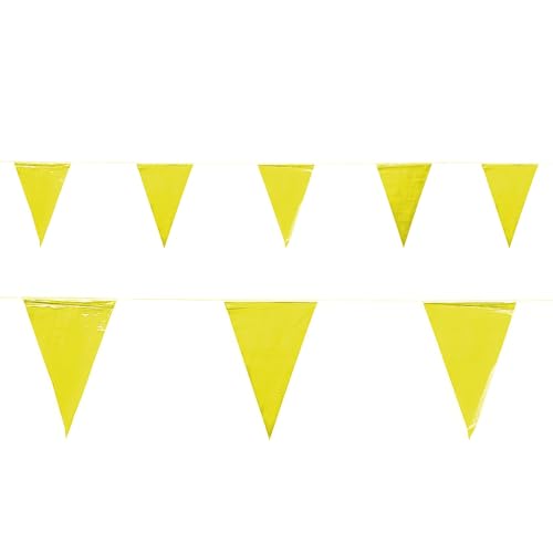 Fun Express - Yellow Pennant Banner (100ft) - Party Decor - Hanging Decor - Pennants - 1 Piece