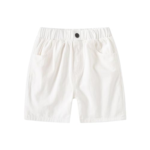 ショートパンツ 子供服 キッズ ハーフパンツ 半ズボン 男の子 女の子 夏服 子供服 短パン 下着 ジュニア カジュアル ジャージ 吸水速乾 ボトムス 薄手 通気性 柔軟 スポーツウェア ウェストゴム 運動 通園 保育園 通学 部屋着(ホワイト,130)