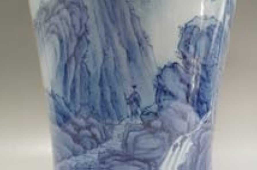 Amazon.co.jp: ~775砥部焼 染付山水絵花瓶 中元竹山作 竹山窯