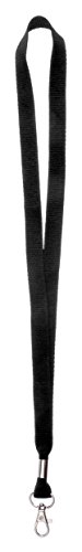 Lanière pour porte-badge et clés, bande non imprimée noir, lanyard avec mousqueton, peut servir comme porte-badge et porte-carte