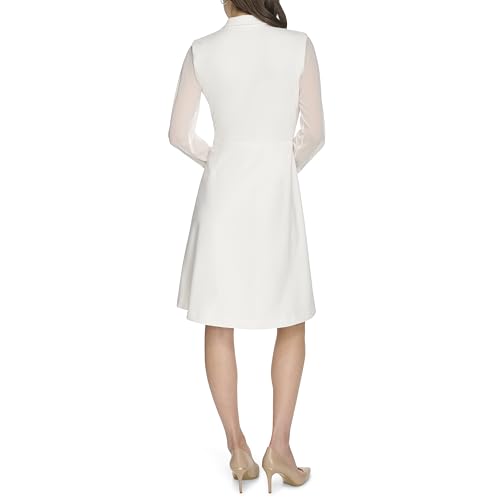 Calvin Klein Women's Scuba Crepe Long Sleeve Aline Dress4