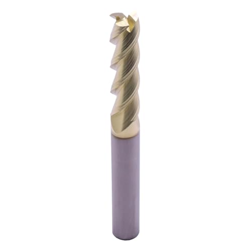 Image of 3 /8 inch 3 Flute Solid Carbide Long End Mill, 3-1 /2 inch Overall Length, ZrN Coated | 45 Helix, 3 /8 inch Cutting Dia, 3 /8 inch Shank Dia, 1-1 /2 inch Length of Cut, for Milling Aluminum and Copper, Square End
