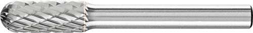 PFERD Cylindrical Carbide Bur, Uncoated (Bright) Finish, Double Cut, Radius End, 1/4