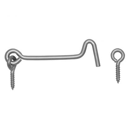 Gedotec Crochet Tempête avec Oeillet à Visser | 60 mm | 10 Pièces petit serrure crochet de porte | Argent Galvanisé | Crochet fenêtre et cabine | Verrouillage porte voyage pour campeurs caravanes