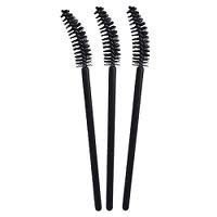 ALINCAS 25 Pcs Disposable Curved Eyelash Mascara Wand Applicator Brush Cosmetic Eye Wands Brush Makeup Applicators (Black)