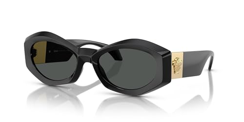Versace Woman Sunglasses Black Frame, Dark Grey Lenses, 54MM, Black, Medium
