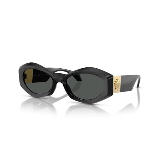 Versace Óculos de sol femininos armação preta, lentes cinza escuro, 54 mm, Preto, M