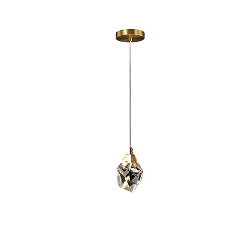 Chandelier cristal LED 6 têtes luminaire escalier salon tri-couleur