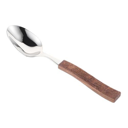 Stainless Steel Tablespoon Spoons Spoons Silverware Wood Handle Wood Handle Scoop Serving Utensil Stainless Steel Kitchen Utensils Kitchen Scoop Light Brown Wooden