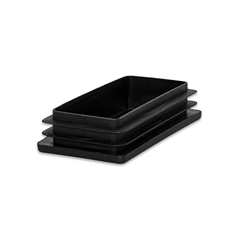 Image of Flyshop 8 Pack Black Chair Glide Inserts Plastic Plugs Rectangle Pipe Tubing End Caps 50 x 100 mm, 2 inch x 4 inch